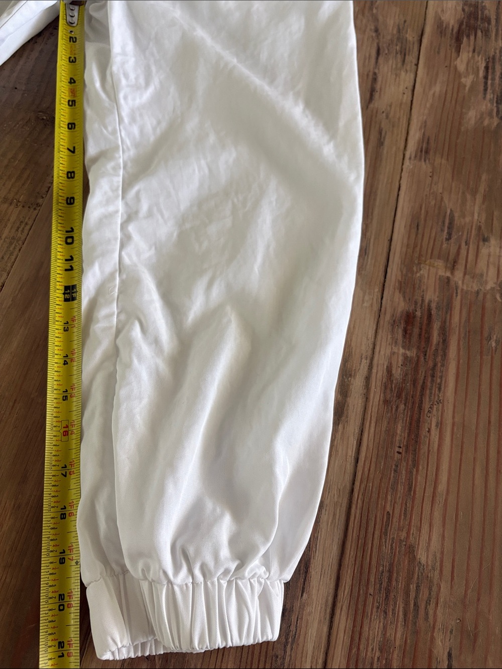 Women’s White Drawstring Jogger Pants with Elastic Ankles - Picture 5 of 7